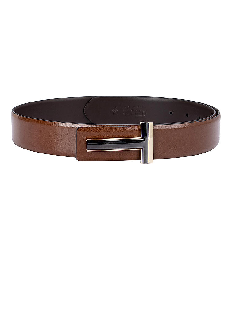 Cognac Plain Leather Men's Belt